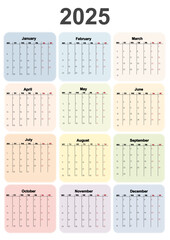 calendar for the year 2025, planner