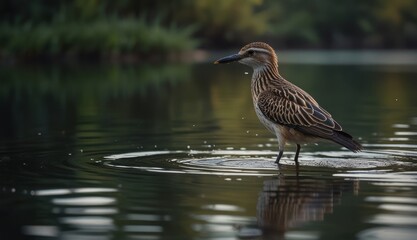 Naklejka premium Serene Bird on Tranquil Water