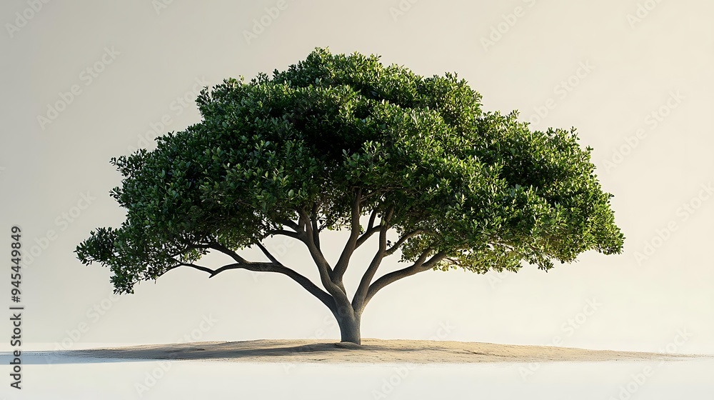 Poster 3d render of a green tree with white background