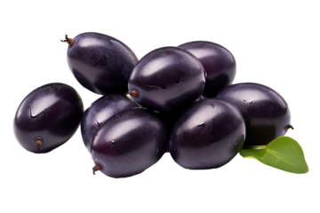 High-quality java plum isolated on transparent background for creative culinary projects and health-themed designs featuring organic tropical fruits