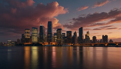 Fototapeta premium Stunning Sunset Over Cityscape