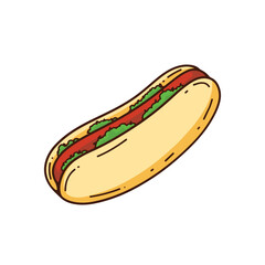classic hot dog illustration white background