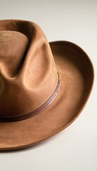 Brown leather hat isolated on white background. Leather western hat. Ai generated images