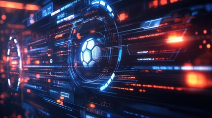 Abstract interface with flashing football results on an online betting website, with plenty of copy space.