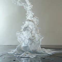 White Ink Swirling and Spreading in Water