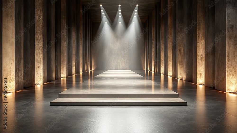 Fototapete an elegant, simple runway with minimal lighting and intimate vibes, with room for text.