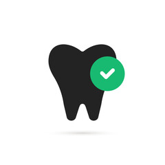 quality dentistry icon with tooth and tick