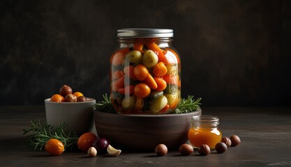 Colorful Pickled Vegetables Jar