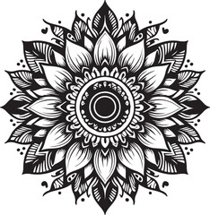 design of a sunflower on a ,transparent background