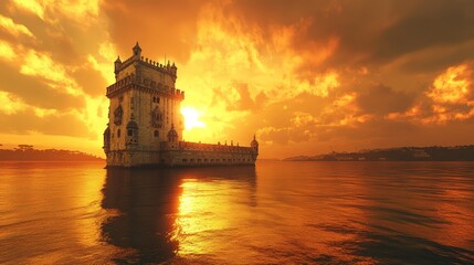 Lisbon Belm Tower Sunset
