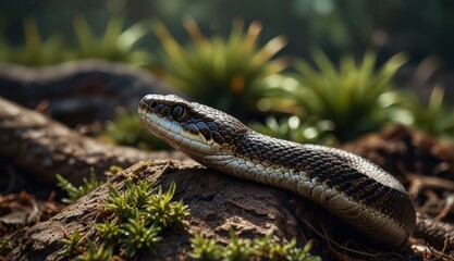 Fototapeta premium Close-Up of a Serene Snake