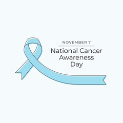 National Cancer Awareness Day vector design template good for celebration usage. National Cancer Awareness Day design. blue ribbon. Continuous line drawing. eps 10.