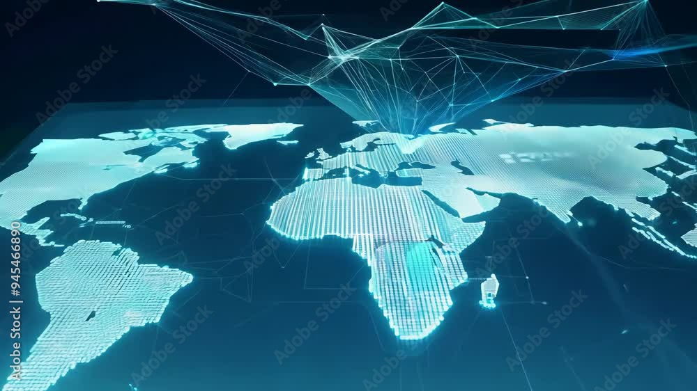 Poster animation showcasing artificial intelligence concepts in a futuristic setting with dynamic graphics