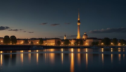 Obraz premium Berlin Skyline at Dusk