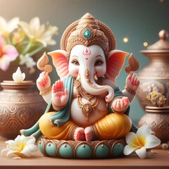 Cute Lord Ganesha Hindu God Ganpati - Ganesh Chaturthi Festival