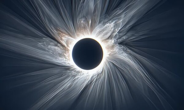 A stunning solar eclipse captured with radiant corona and solar flares.