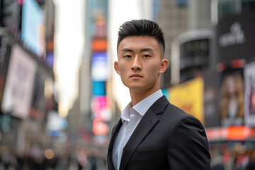 Confident Young Professional in Urban Cityscape 