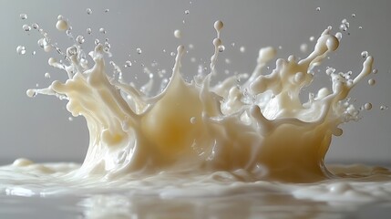 highspeed photograph capturing moment of milk splash crownlike formation with intricate droplets frozen in time against pure white backdrop