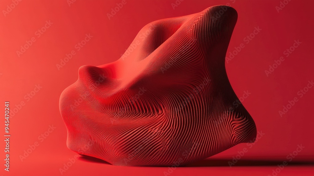 Poster abstract three dimensional shape on a red backdrop