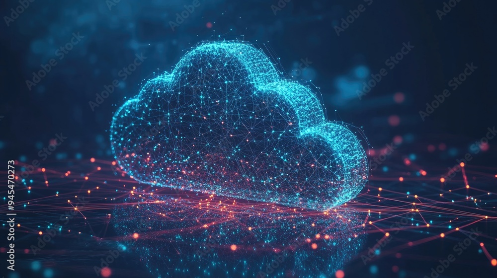 Poster connections of big data in technology cloud storage visual representation through dots and lines mov
