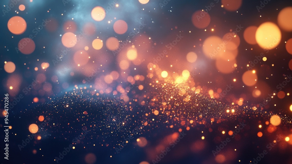 Poster 3d rendered abstract particle background featuring depth of field glowing effects and randomized ele