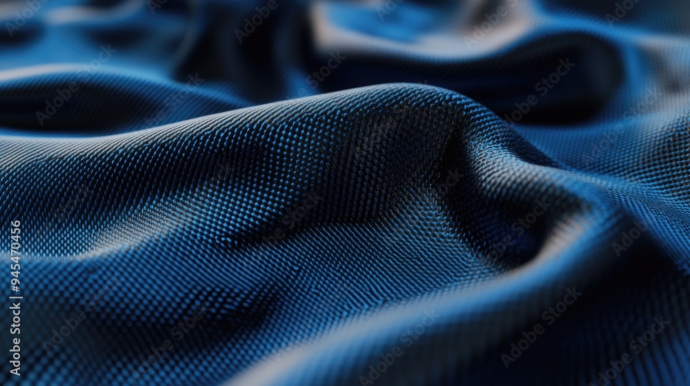 Poster 3d rendering of a blue carbon fabric texture showcasing a close up of the material in motion