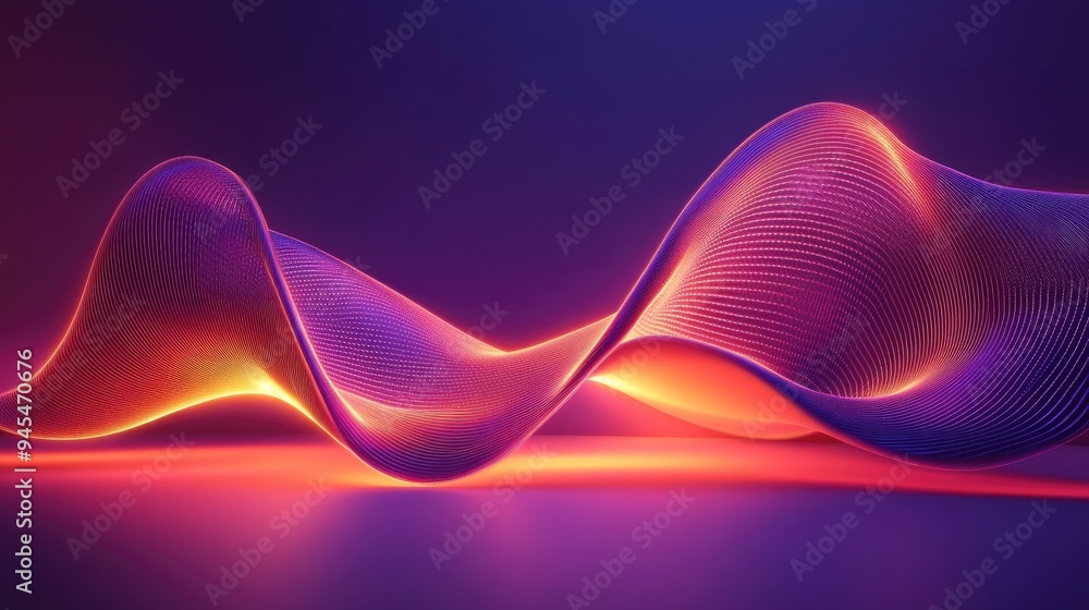 Aufkleber 3d rendering of an abstract shape illuminated in ultraviolet hues with flowing neon lines against a 