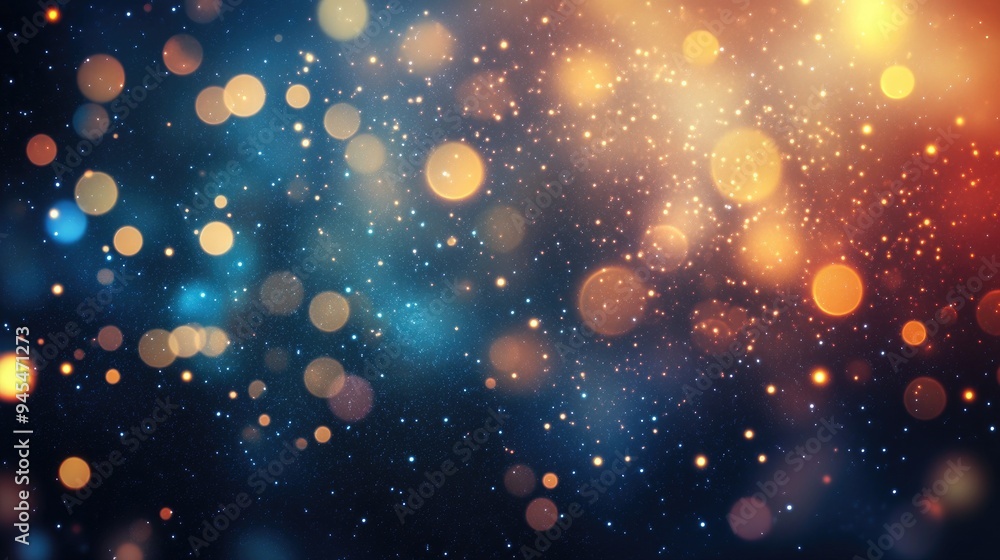 Poster abstract starry space background with bokeh effect