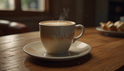 Obraz premium Warm Cup of Coffee with Heart Art