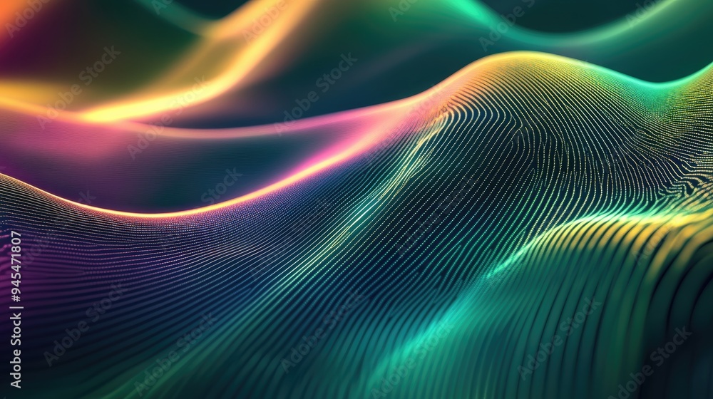 Poster abstract background featuring dynamic lines representing information streams visualizing big data in