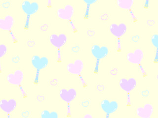 4:3 変身！魔法少女なボタン付きハートステッキパターン⭐︎