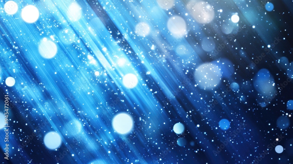Poster abstract blue backdrop featuring sparkling circles and a glossy effect light rays create a dynamic a