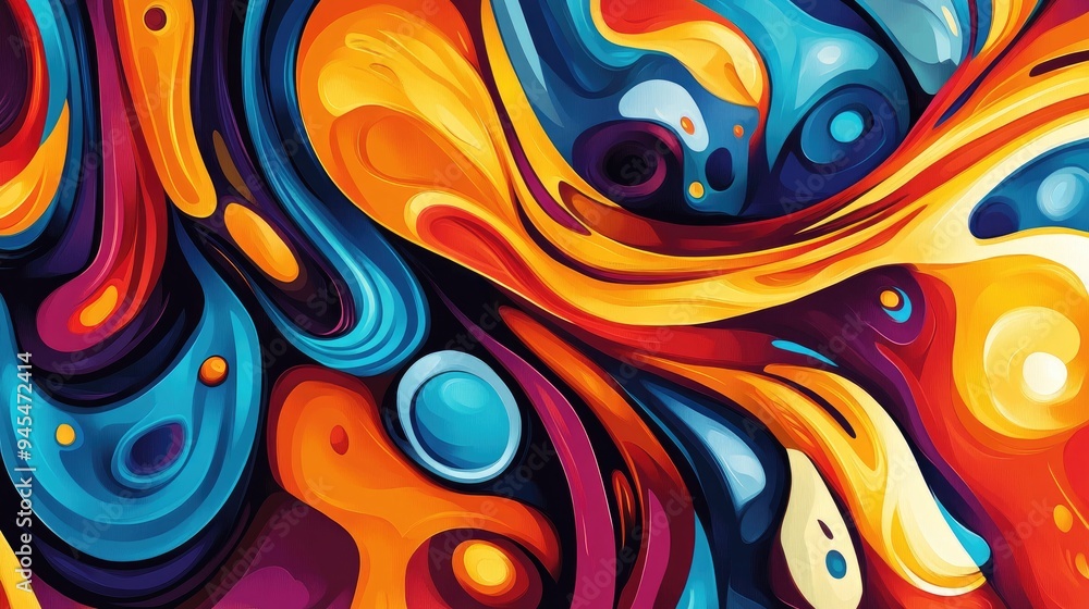 Poster abstract design featuring a variety of vibrant colors and dynamic patterns