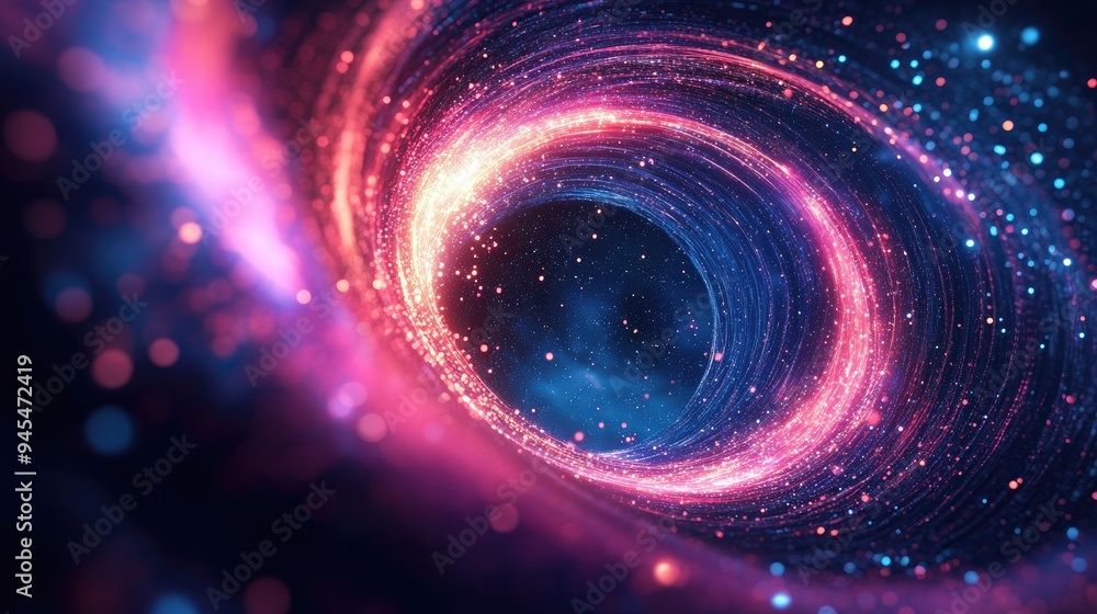Poster abstract design featuring luminous swirls and an elegant glowing circle represents big data cloud co