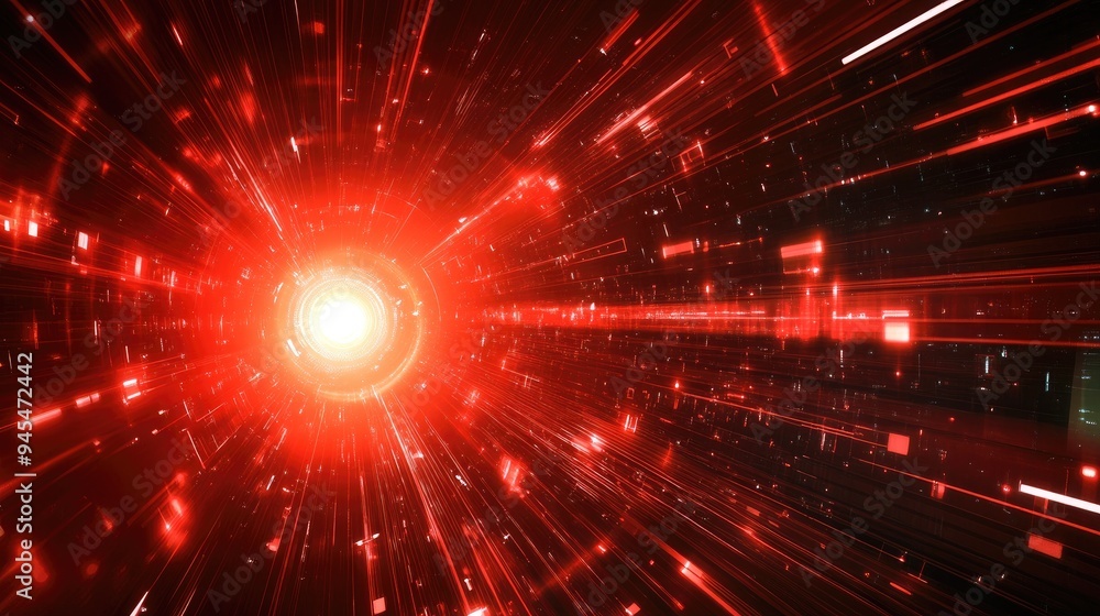 Aufkleber abstract design featuring rays of red light in a technological theme