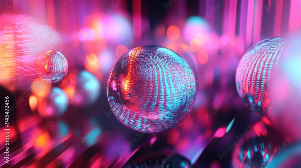 Poster abstract digital art featuring softly illuminated objects in the style of pop art