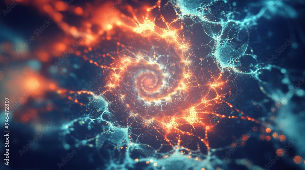 Poster Abstract fractal light background created through 3D rendering