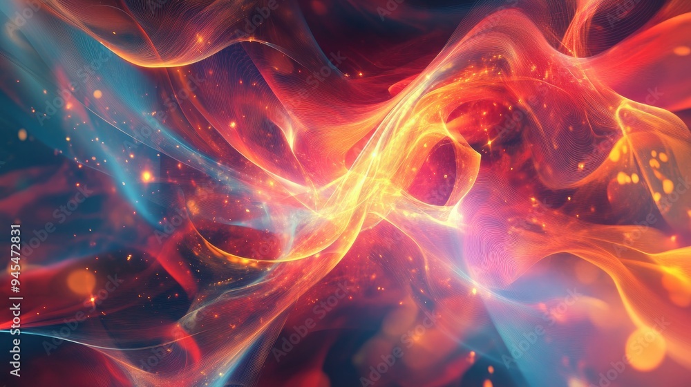 Poster abstract fractal light background created through 3d rendering techniques