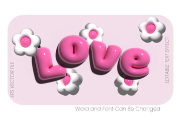 Love pink happy valentine 3d inflated editable text effect