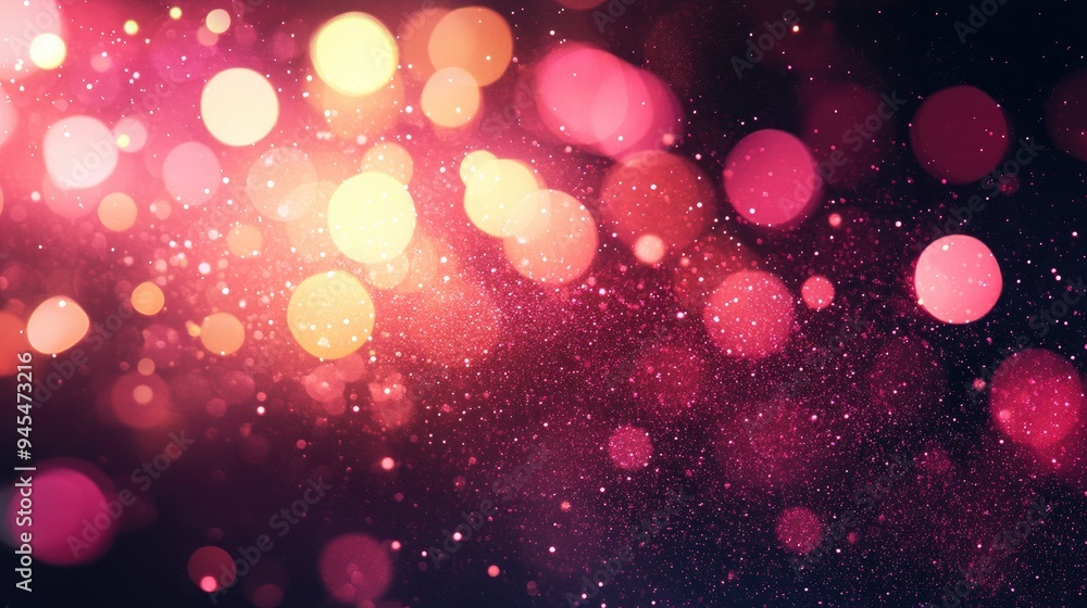 Poster abstract pink bokeh circles set against a dark backdrop glamorous illustration featuring shimmering 