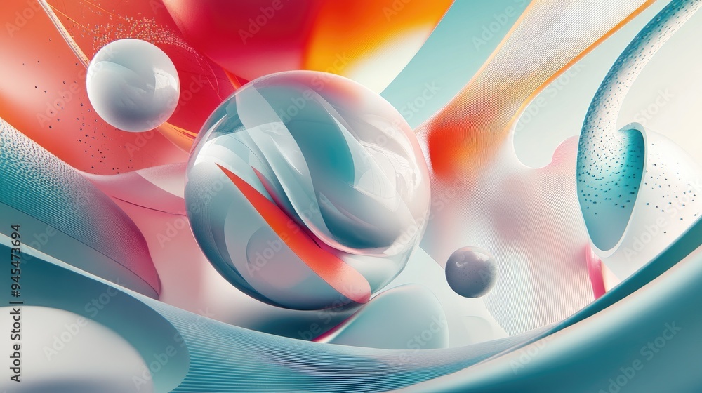 Poster Abstract shapes colors and elements create a backdrop design for supporting compositions related to virtual reality technology science and design in the Geometry of Virtual Space series