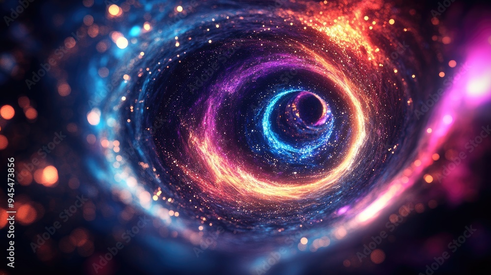Poster abstract luminous background with swirling patterns glowing circles representing big data clouds spa