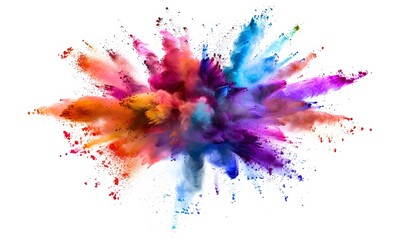 Fototapeta premium Explosion of coloured powder isolated on white background.