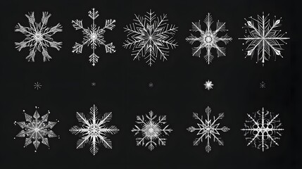 Christmas snowflake vectors with a minimalist design and simple geometric shapes