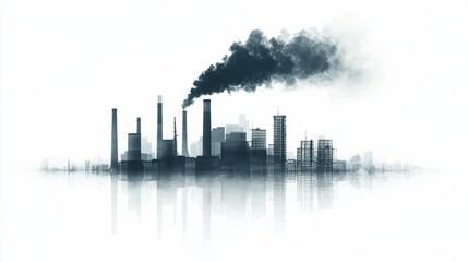 Industrial Cityscape with Smoke Pollution.