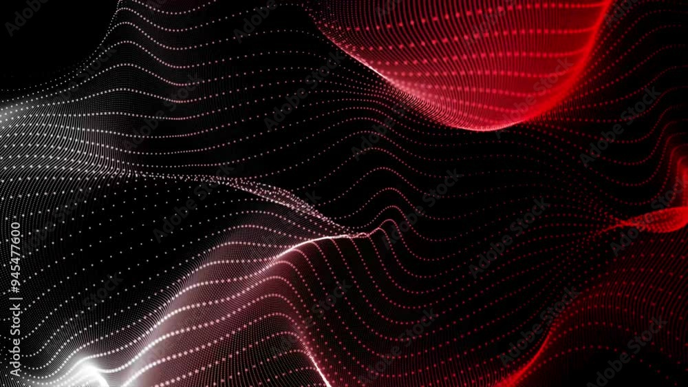 Poster abstract motion digital white and red dots wave animated futuristic technology background. abstract 