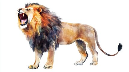 Obraz premium Roaring Lion Watercolor Illustration