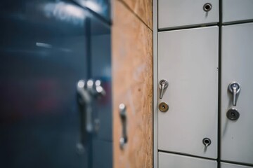 Close up of a lockers at the office Close up of a lockers at the office