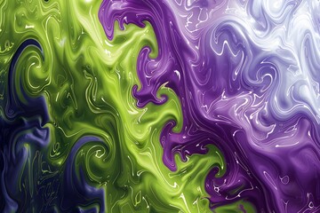Obraz premium Illustration of A trendy and abstract gradient from electric violet to bright lime, featuring swirling patterns and a sense of movement and fluidity. Ai Generate. 