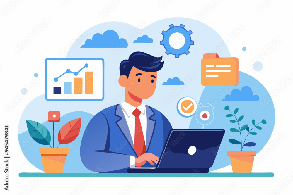 Fototapete saas software as a service, cloud computing software for client subscription, internet web applicati